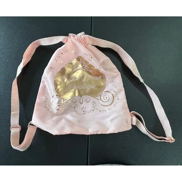 Disney Bibbidi Bobbidi Boutique Pink Gold Cinch Drawstring Backpack Bag - Picture 2 of 8